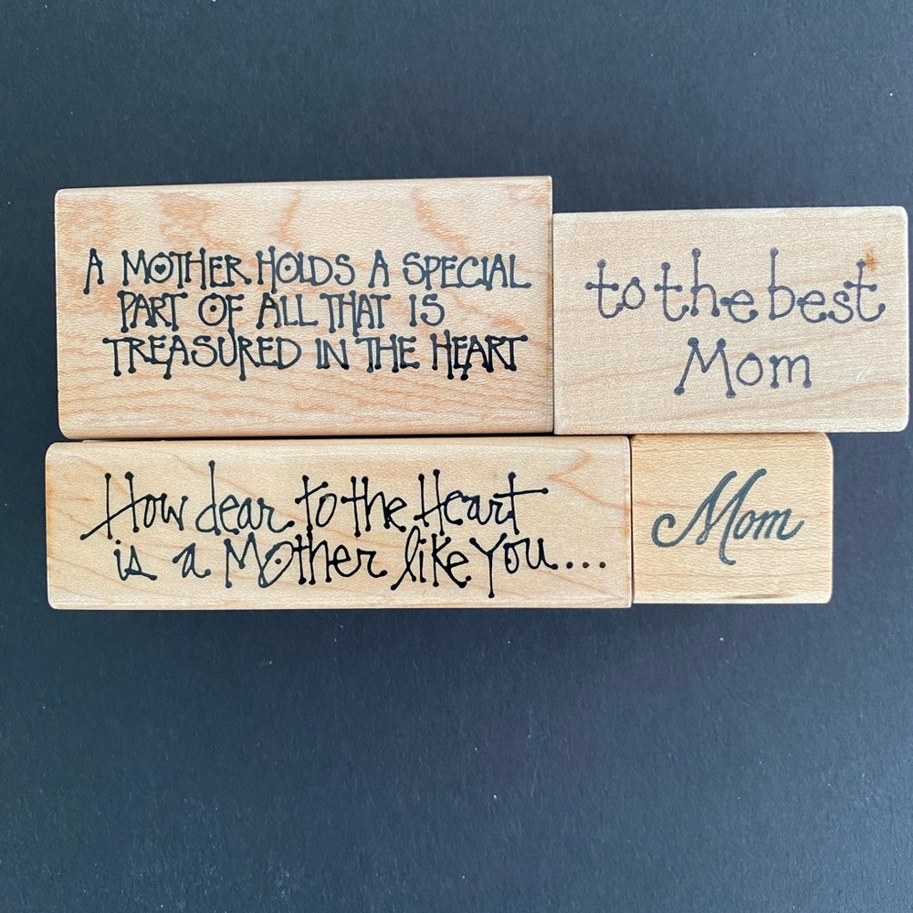 Lot Of 4: Vintage Mom And Mother Themed Wood Mounted Rubber Stamps